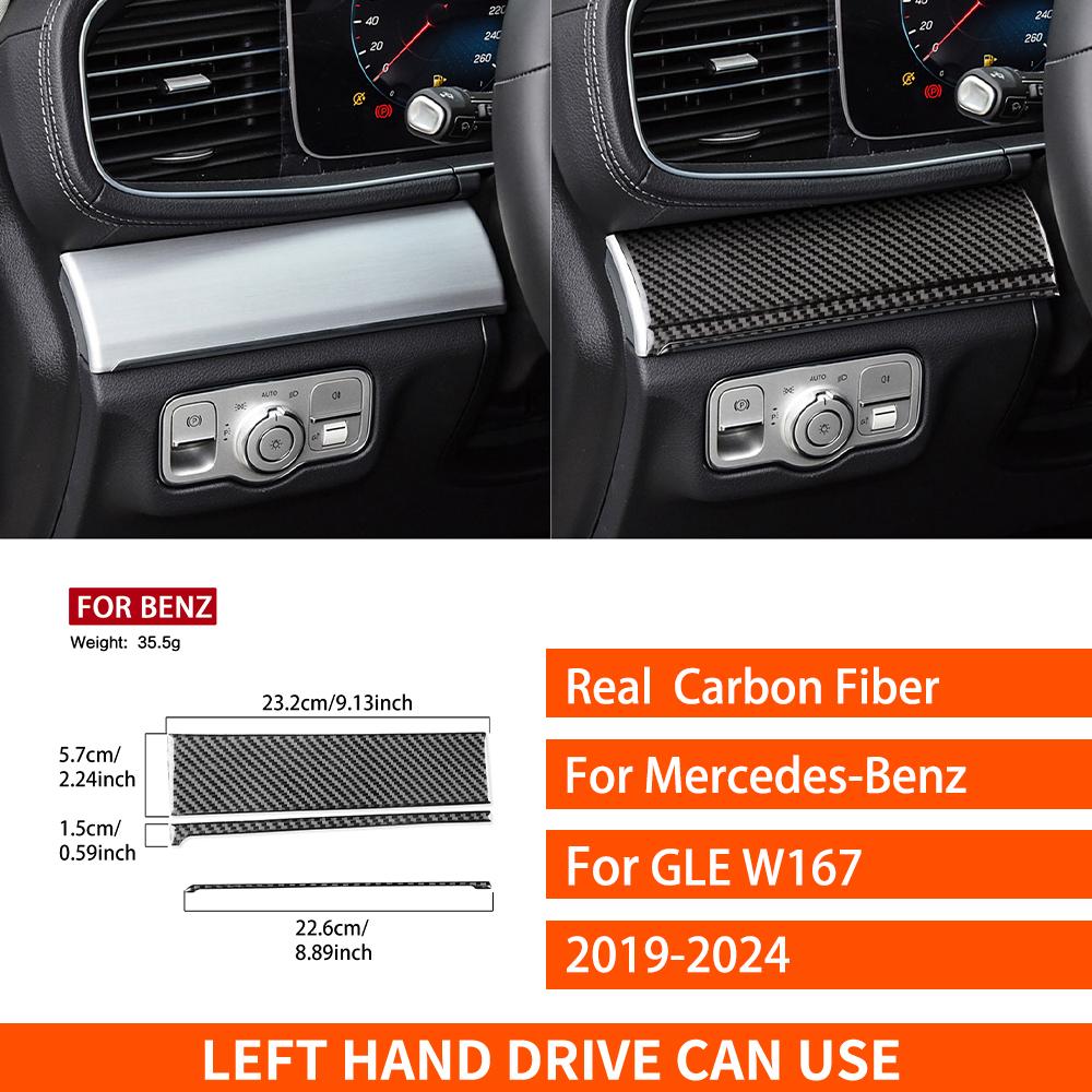 For Mercedes-Benz GLE W167 -2024 Real Carbon Fiber Sticker Driver Dashboard Panel Cover Car Accessories Interior Decorative
