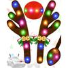 Christmas Reindeer Antlers Car Decoration Kit, IP44 Waterproof LED Lights Nose Vehicle With Jingle Bells Rudolph, Auto Holiday Accessories For SUV