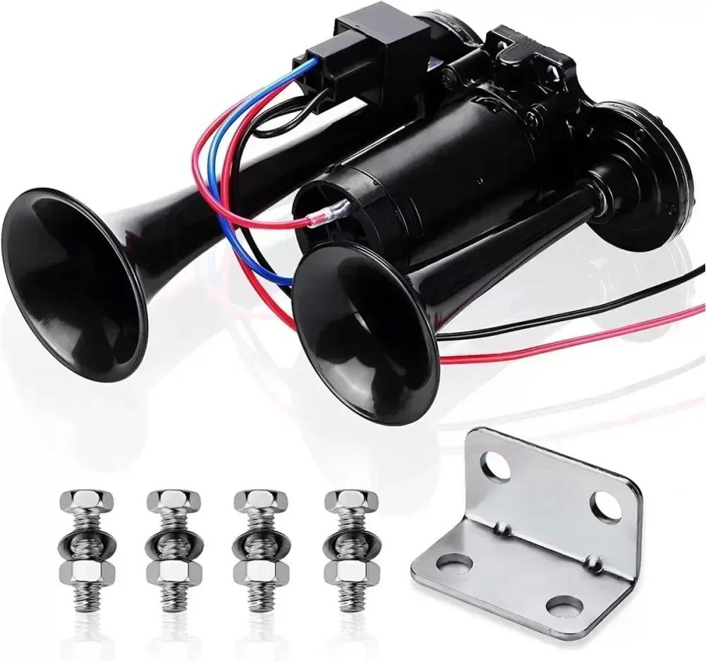 Super Loud Electric Speaker Car Air Horn Set 12V/24V For Motorcycle Boat Truck with Wires and Relay 110dB Hooter Dual Trumpets
