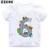 Hot Sale Different Car Print Funny Boys Clothes 1 2 3 4 5 6 7 8 9 Years Birthday Number Cartoon Kids T shirt Baby Girls TShirts