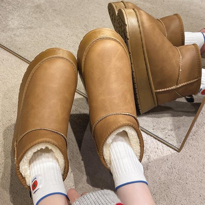 Fashion Winter Solid Color Platform Plush Snow Boots Woman Faux Fur Warm Ankle Boots Women Comfortable Plus Size Non Slip Botas Female
