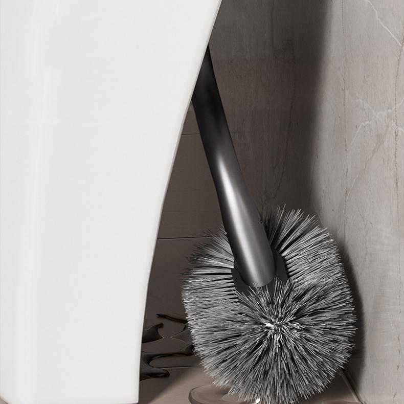Square Toilet Brush Set Wall Mounted No Drill Installation With Gap Brush For Bathroom Cleaning Household Toilet Tools