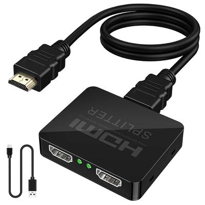 Yasoku HDMI 1 2 Splitter voor Gelijktijdige Uitvoer naar Twee Schermen van Uw Ondersteunt Meerdere Compatibel met Fire TV en Meer HDMI-kabel USB-voeding