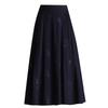 Women's Spring 2026 Retro High-Waist Sequin Embroidered A-Line Long Black Skirt