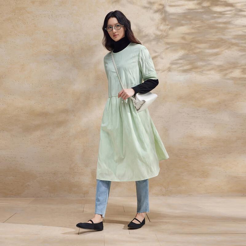 Broadcast Women's Artistic Pleated Short-Sleeve Midi Dress