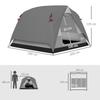 3-4 Person Camping Tent, Easy Set Up 3-4 Man Tent w/ Sewn-in Groundsheet, Waterproof Dome Tent w/ Mesh Windows, Grey