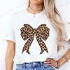 Coquette Bow Leopard Pattern Print TShirts Casual Summer Womens Short Sleeve TShirt Women Clothing Vintage Clothes Y2k Top
