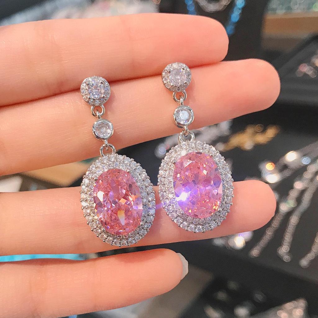 Real S925 Silver Sterling Sapphire Drop Earring For Women Aretes De Mujer Topaz Jewellry Gemstone Earring For Female Orecchini