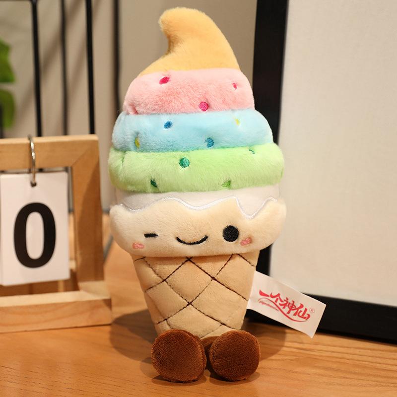 

Cartoon Simulation Rainbow Ice Cream Doll Cute Ice Cream Pillow Cone Plush Toy Ice Cream Doll 25cm 0.12kg