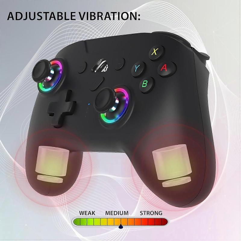 Wireless Controller Oled for Switch  Gamepad Bluetooth Controller with LED, Vibrating Ant 6-Axis Gyroscope - Black