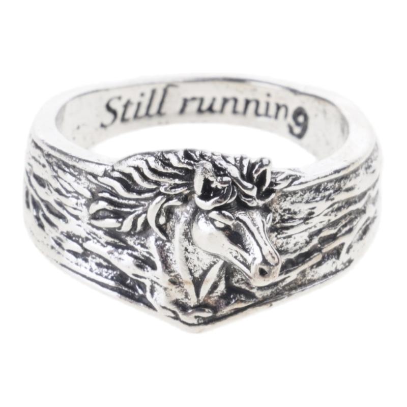 Богемное Винтажное Резное Кольцо Года Лошади Из Цинкового Сплава Уникальное Гравированное Кольцо Фестивальный Аксессуар Для Женщин Мужчин 1