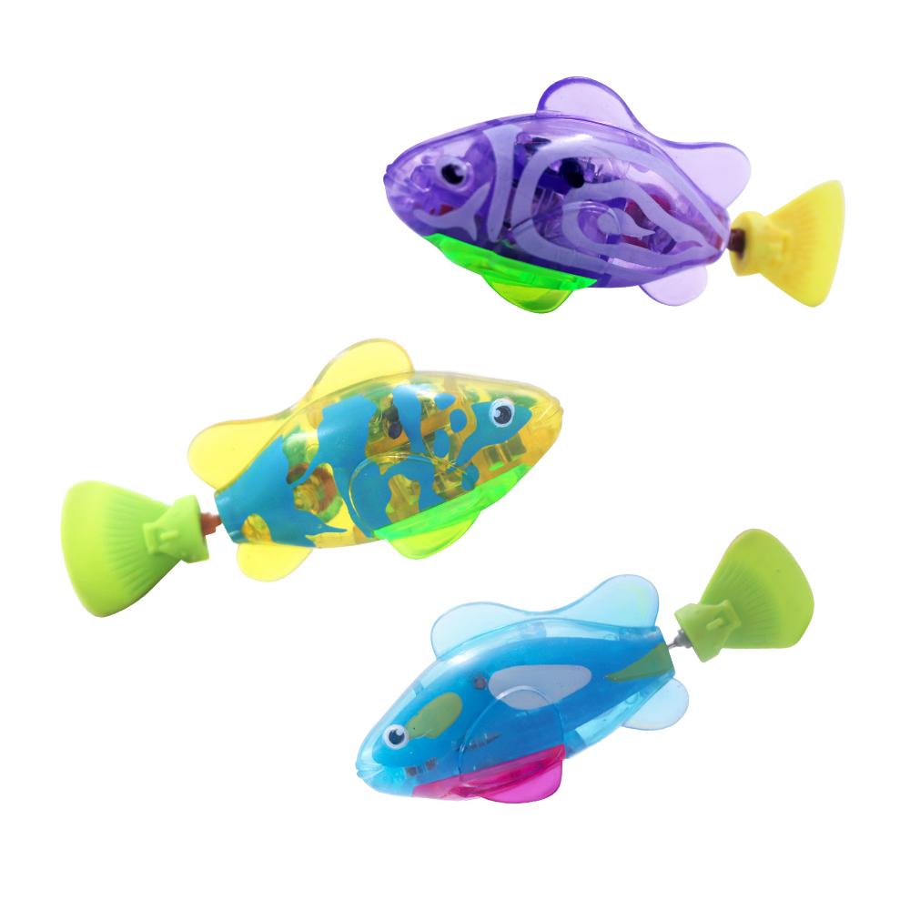 Interactive Robot Fish Toys For Cat/Dog,Activated Swimming In Water With Led Light,Swimming Bath Plastic Fish Toy Gift
