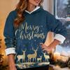 Women's Fashionable Casual Long-Sleeved Christmas Print Fleece-Lined Thick Hooded Sweatshirt