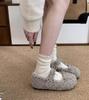 Gentle Wind White Bow Fluffy Shoes Winter Wear Mary Jane One Pedal Lazy Velvet Warm Soft-soled Cotton Shoes