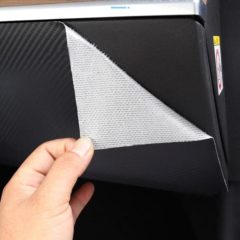 Carbon Fiber Glove Box Cover Leater Sticker For Tesla Model 3 2017-2023 Interior Accessories Copilot Anti Kick Protection Patch