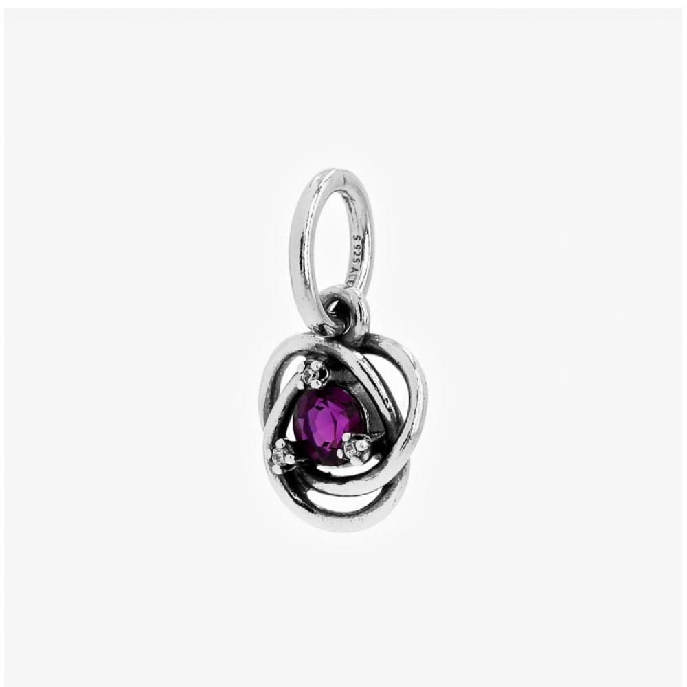 PAndora 793125c02 February Birthstone Purple Eternity Circle Pendant And Dangle Silver Charm