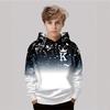Autumn 3D Gradient Splash Letter "King" Printed Hoodies Fashionable Casual Sports Long Sleeved Children's Boy Hooded Sweatshirts