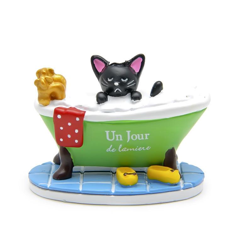 Black Taking Cat A Bath In The Bathtub Resin Ornament For Home Gifts Styling