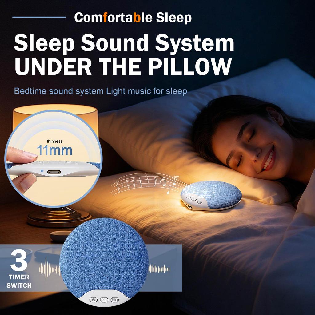 Sleep Pillow Speaker, Bluetooth Pillow Speaker With Noise Timer Wireless Sleep Aid With Stereo Bass Private Sleep Headphones For Adult Kids