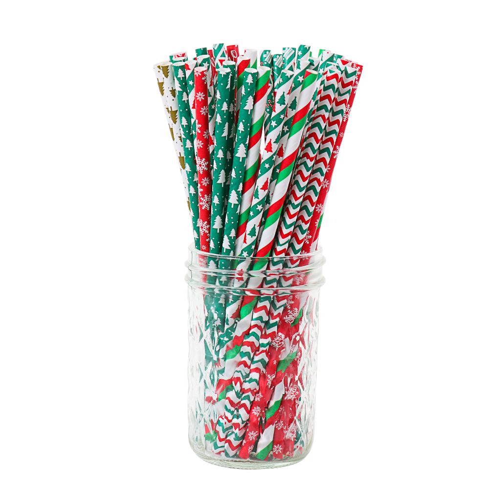Party Supplies Snowflake Drinking Straw Disposable Christmas Decorations Christmas Paper Straws