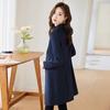Women's Black Double-Breasted Slim-Fit Blazer - Mid-Length Casual Trench Coat for Autumn/Winter 2026.