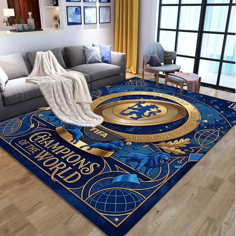 Chelsea FC Pattern Rug, Indoor/Outdoor Mat, for Picnic, Gameroom, Bedroom, Office, Living Room, Home Decor Carpet, Birthday Gift