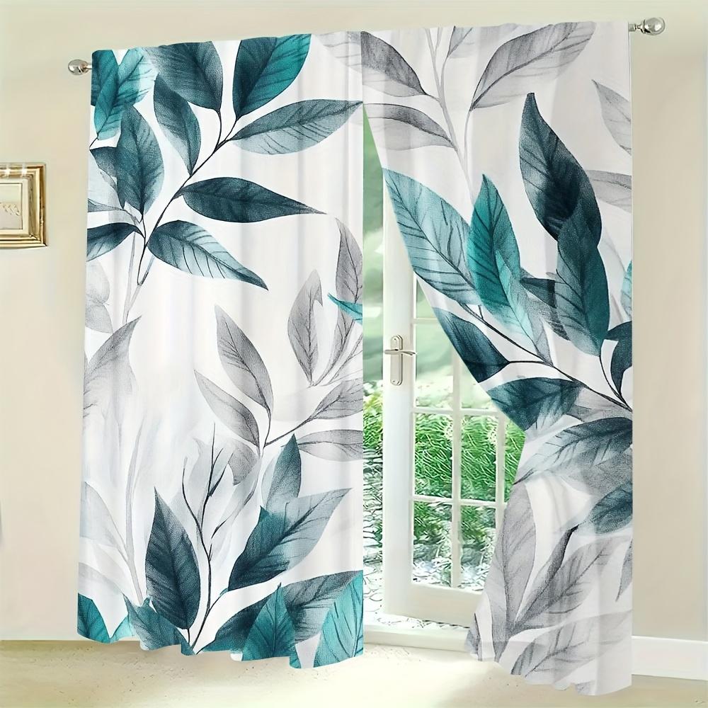 Modern Piece Leaf Print Curtains Polyester Fabric Suitable Bedroom Living Room Decoration Curtain For Great Made Of Machine Washable
