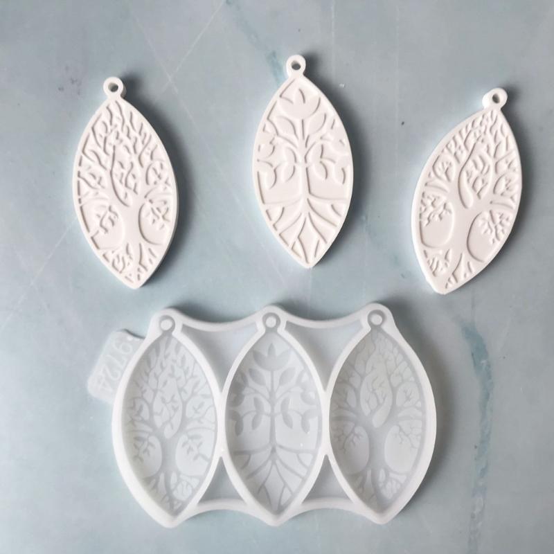 Keychain Resin Mold Life Tree Keyring Silicone Molds Epoxy Resin Casting Mold Pendant Mould with Hole for Jewelry Making