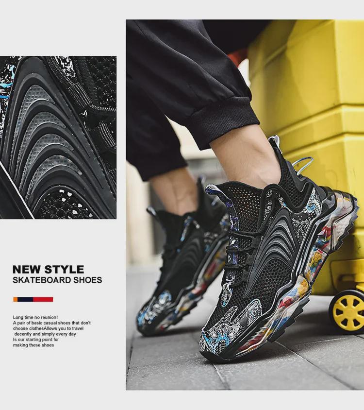 Spring & Autumn Men's Mesh Knit Sneakers - Fashionable, Breathable Mid-Cut Casual Shoes with National Trend Design.