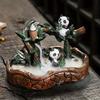 Bamboo Panda Incense Backflow Burner Backflow Incense Holder Waterfall Incense Burner Home Living Room Decorations Office