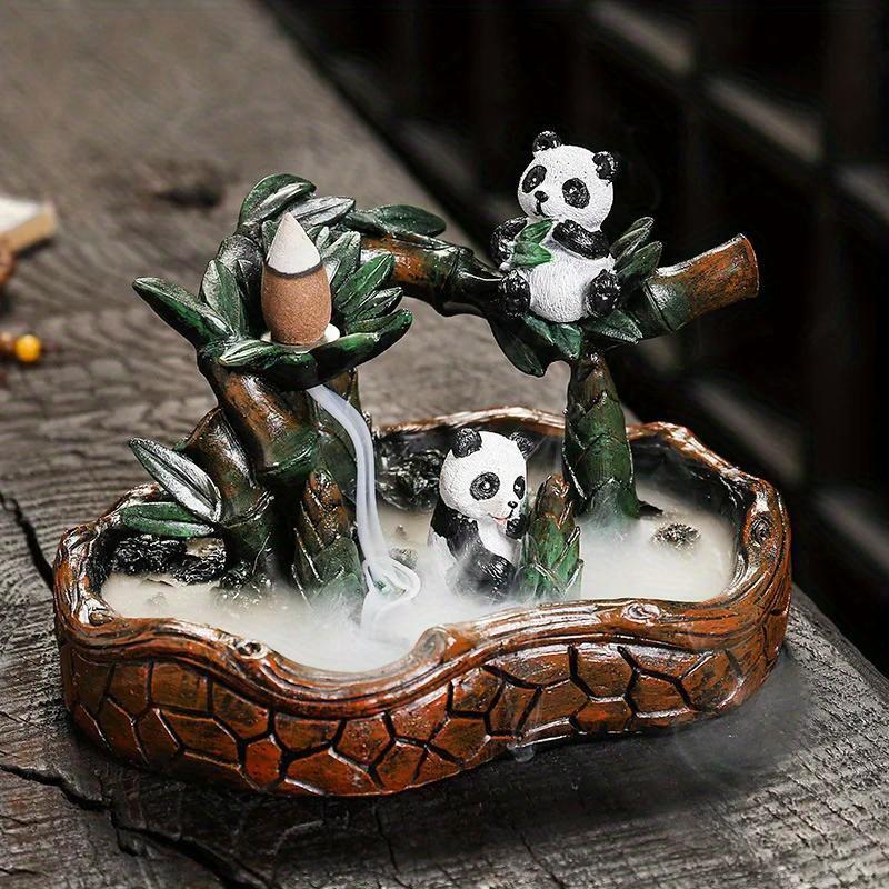 Bamboo Panda Incense Backflow Burner Backflow Incense Holder Waterfall Incense Burner Home Living Room Decorations Office