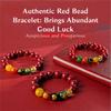 Nytt Armband Rött Armband Snidad Berlock Rund Pärla Vintage Pärlor Armband Rikedomens Gud Armband