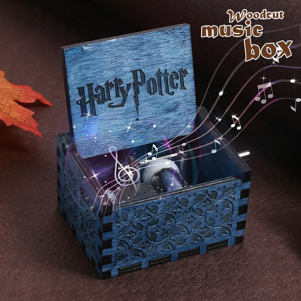 Buy Blue Harry Potter Music Box Engraved Wooden Music Box Crafts Toys