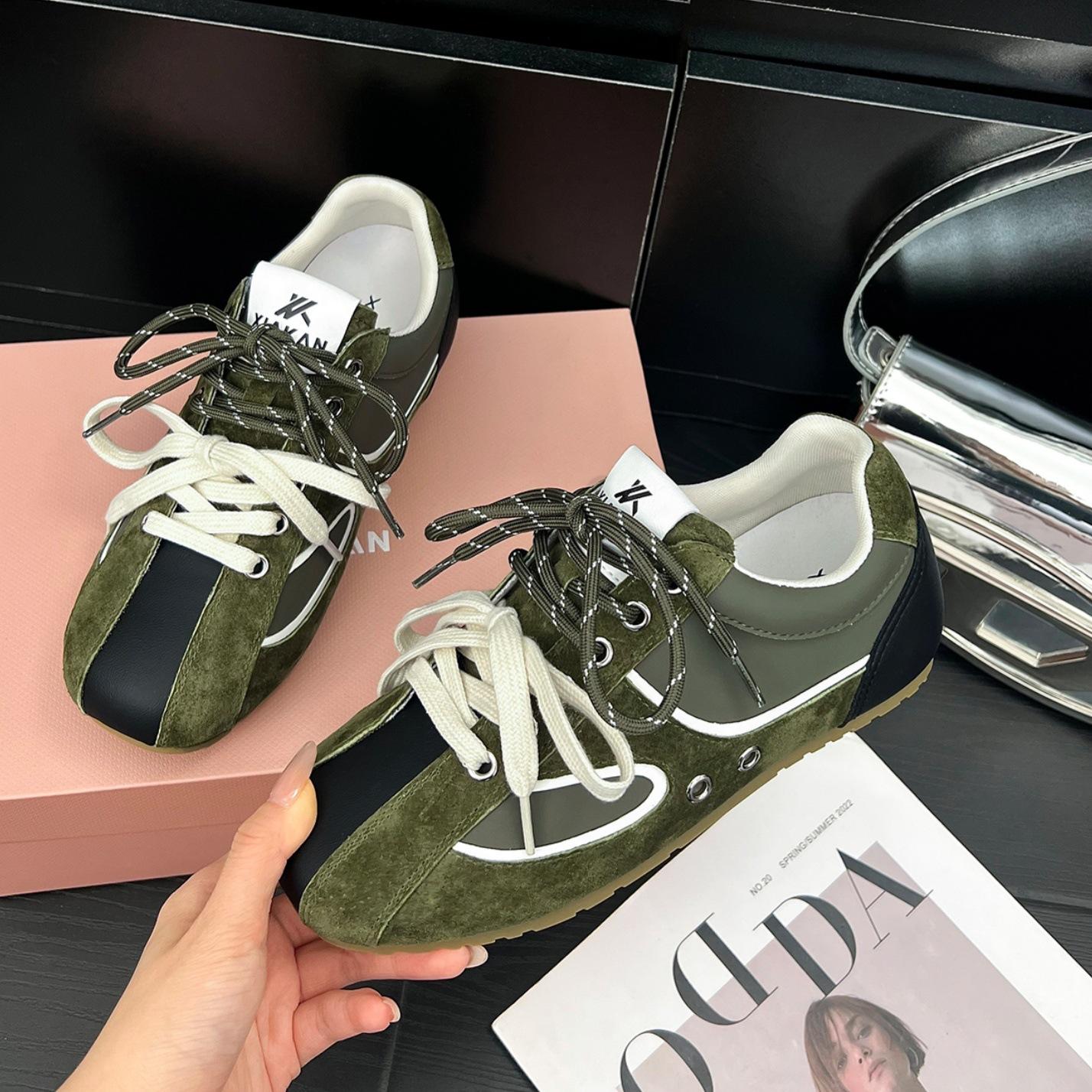 

[Fanfuna] 2025 autumn new German training shoes women s fashion contrasting color versatile sports and leisure dad shoes Forrest Gump shoes 40