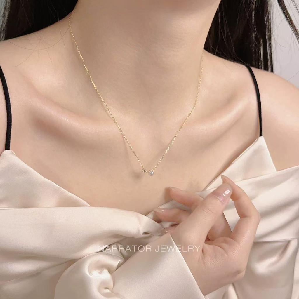 Exquisite Silver-Plated Pearl Necklace - Women's Summer Luxury Collarbone Chain