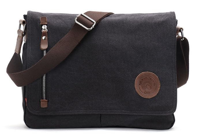 

Shoulder Bag Messenger Bag Canvas Large Capacity A4 Crossbody Shoulder Bag for Commuting to School [Purinas] Men s (Black) чорний