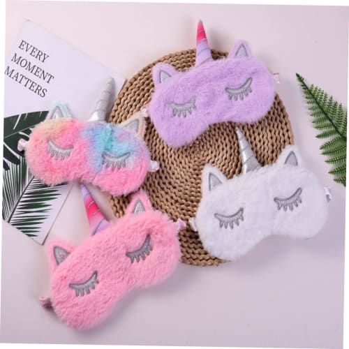 Lurrose Unicorn Blindfold Sleeping Eye Mask, Blindfold Eyeshade Travel Eye Cover, Unicorn Glitter Horn Plush Sleep Eye Mask, Plush Eye Mask, Unicorn S