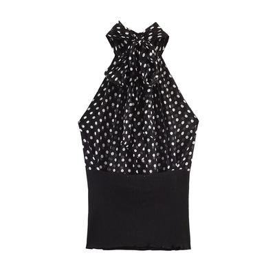 European and American Style, New Women's Clothing, Versatile, Fashionable Polka Dot Neck Collar Top 1223024