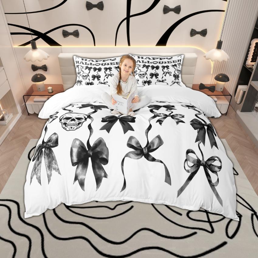 Homewish Girls Bow Knot Duvet Cover Set Kawaii Princess Style Bedding Dreamy Bowknot Bowtie Quilt Cover Set