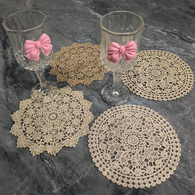 Sous-verre Rond Creux, Nappe Brodée en Dentelle, Napperon Isolant pour Assiette Bol de Table à Manger, Décoration en Tissu, Style Rétro Européen