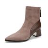 High-heeled short boots thick heel pointed head 2025 new boots fashion color matching medium tube thin boots women's spring and autumn single boots