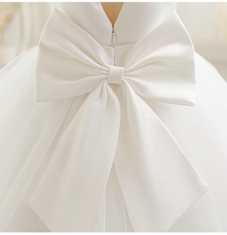 Cross-Border Baby Girl Mesh Princess Dress | V-Neck Puff Bow Design | Summer Flower Girl Wedding Attire