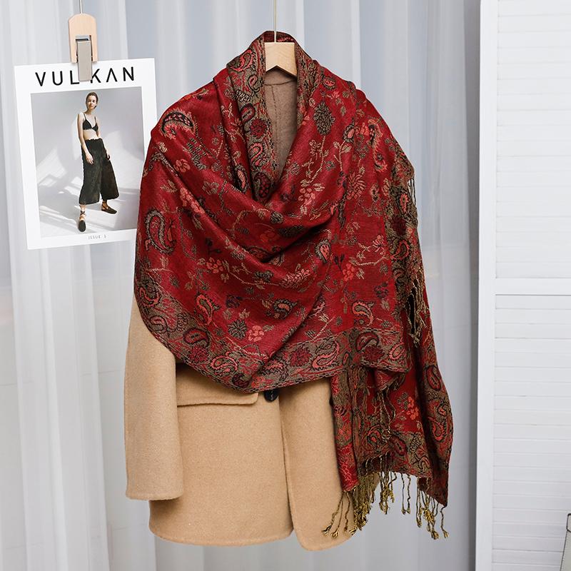 Foulard Paisley Imprime Design Hijabs Pour Femme Cachemire Pashmina Chale Dame Enveloppement Chaud Hiver Foulards Femme