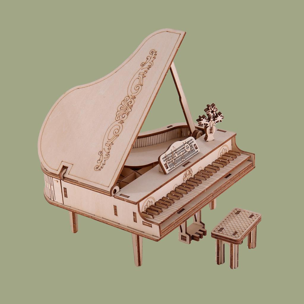 3D Wooden Puzzle Piano Model Hand Assembled Puzzle DIY Assembly Model, Suitable for Christmas