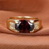 Unisex Damen Herren Oval Roter Stein Ringe Für Frauen Männer Goldfarbe Luxus Zirkon Eheringe Verlobungsring Party Schmuck Geschenke