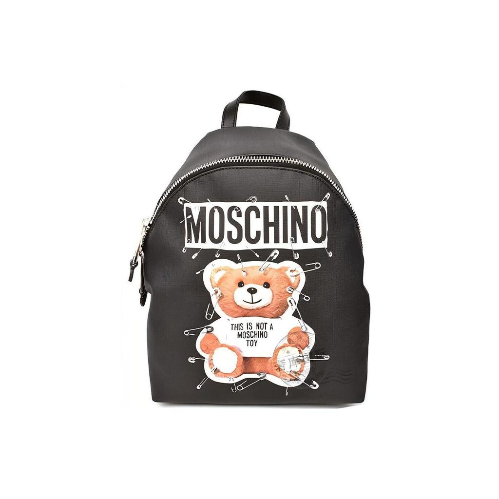 Moschino Teddy Bear Zipper Casual Backpack Women Backpack Black 7A7633-8210-1555