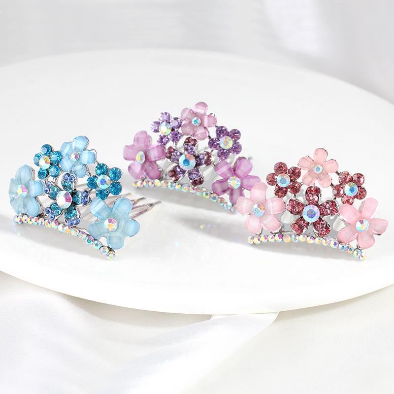 Children'S Hair Accessories Princess Crown Crystal Diamond Hairpin Fashion Hair Comb Comb Performance Princess Crown
