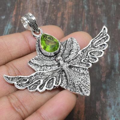 Peridot Gemstone Handmade Solid 925 Sterling Silver Jewelry Pendant For Thankgiving