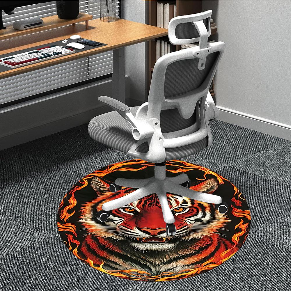 

1pc Tiger Flame Print Chair Carpet for Office Non-Slip, Machine Washable Rug for Office - Holiday DecorMachine Made yy251029124 80cm by 80cm