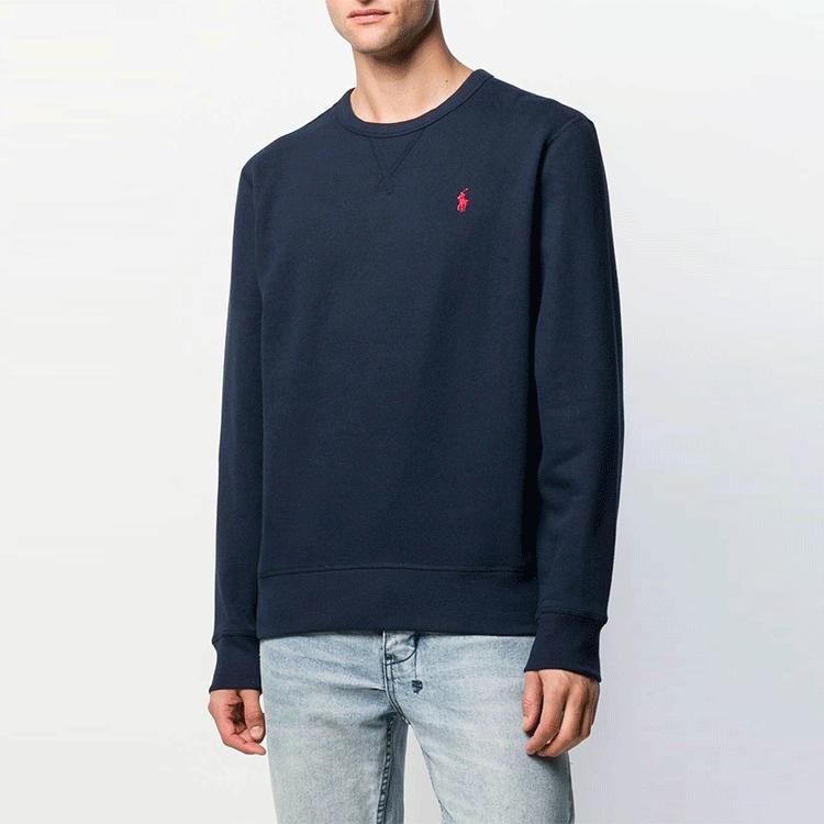 Polo Ralph Lauren Crew Neck Solid Logo Embroidered Pullover Sweatshirt Men sweatshirt Navy-Blue 710766772-003